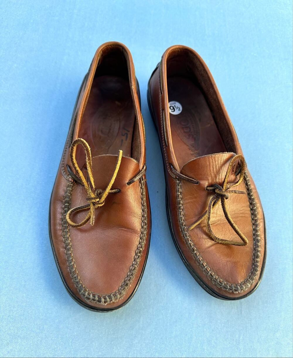 Tod's Men's Size 9.5 Brown Leather Lace Tie Driving Loafers Shoes Italy